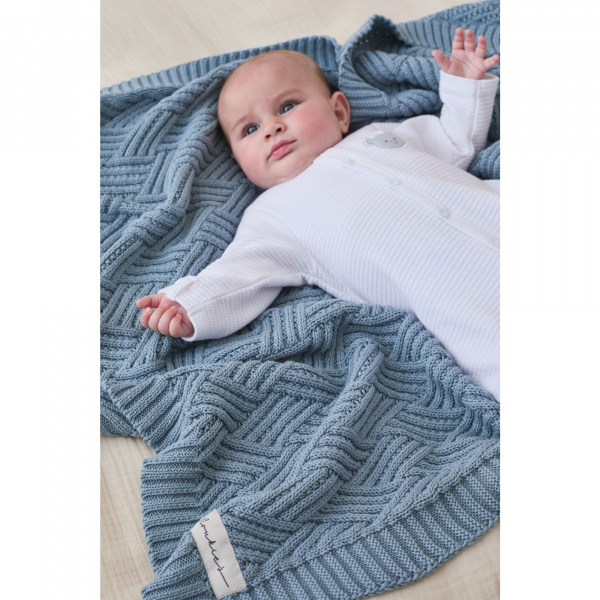 Couverture en tricot 75x100cm ice blue - mix and match Noukies