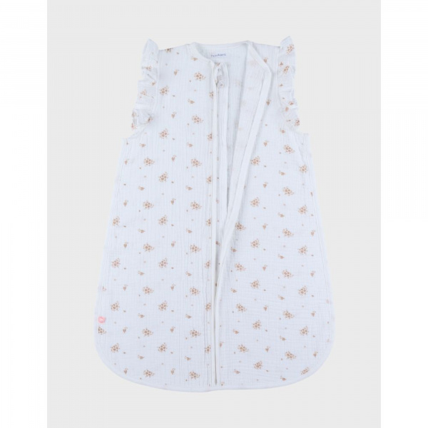 Gigoteuse 70cm, mousseline de coton bio, 1-6 mois - fleurs d'antan Noukies