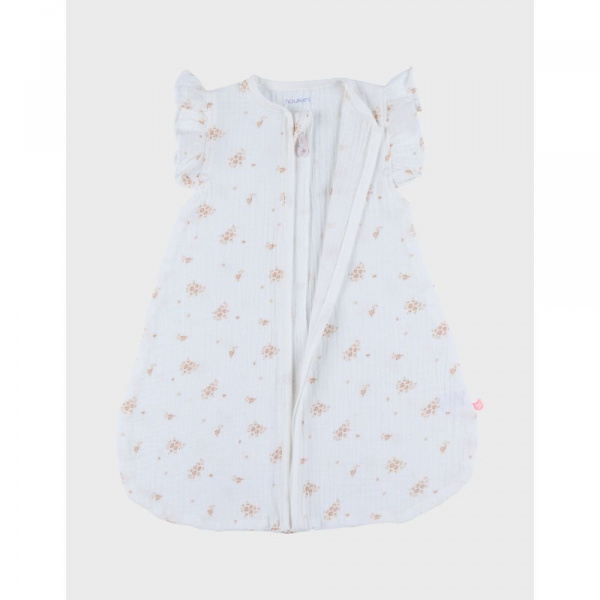 Gigoteuse 50cm , mousseline de coton bio, 0-3 mois - fleurs d'antan Noukies