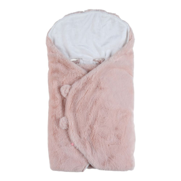 Couverture nomade en fausse fourrure rose Noukies