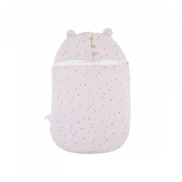 Nid d'ange mousseline de coton et sherpa bali, moka & snow Noukies