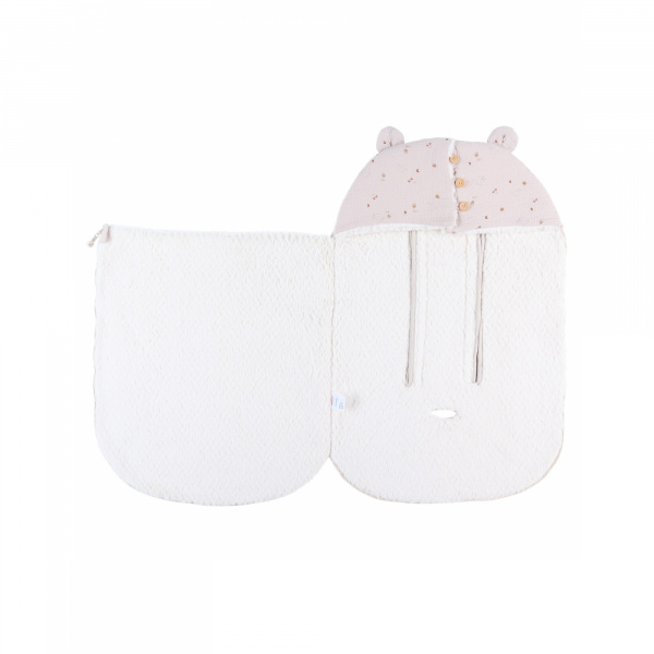 Nid d'ange mousseline de coton et sherpa bali, moka & snow Noukies