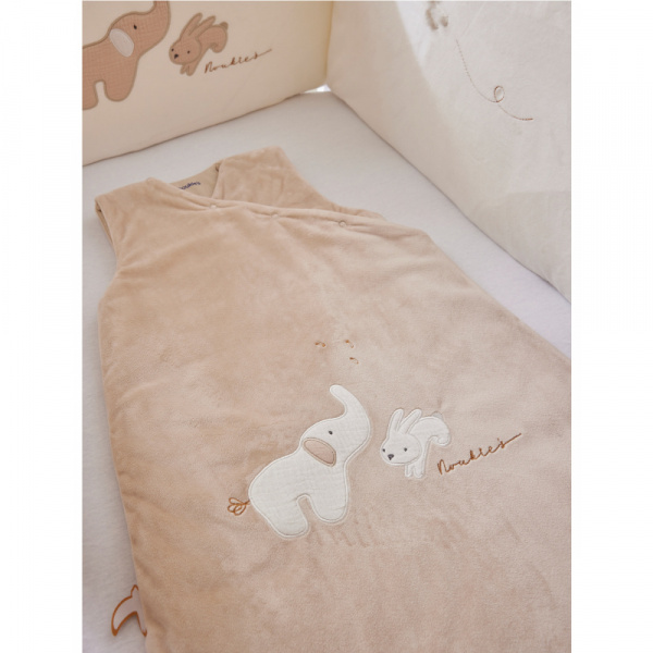 Gigoteuse 70cm en veloudoux bali, moka & snow Noukies