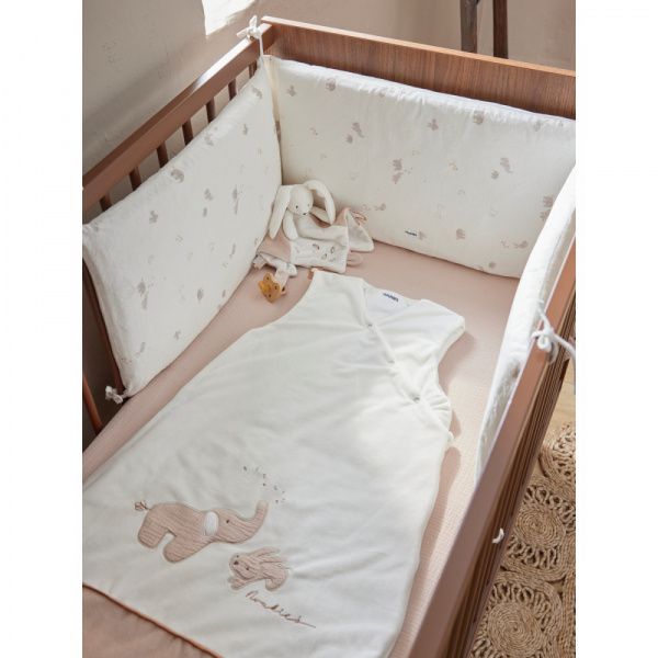 Gigoteuse 100cm en veloudoux bali, moka & snow Noukies