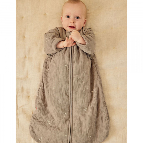 Gigoteuse 70cm jersey pointelle manches amovibles - brodée - kaki Noukies