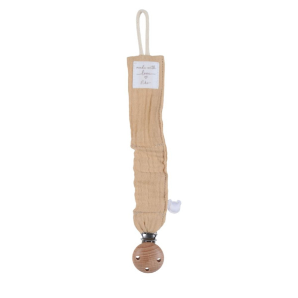 Attache-tétine universelle en coton bio sable Noukies