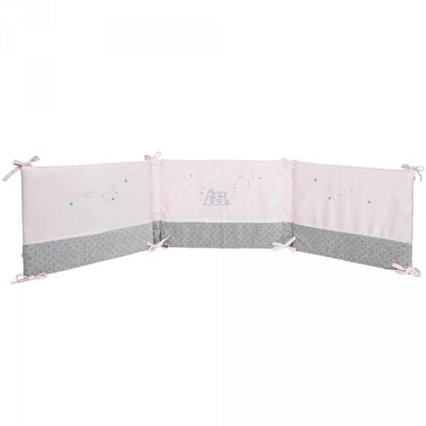 Tour de lit veloudoux poudre d'étoiles rose