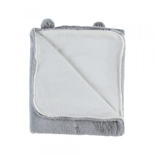 Couverture 75 x 100 cm gris clair fausse fourrure Noukies