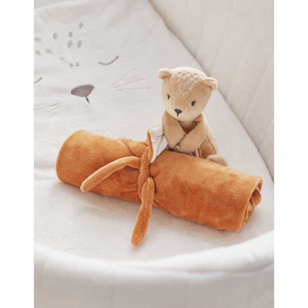 Couverture en veloudoux beige 50 x 50 cm Noukies