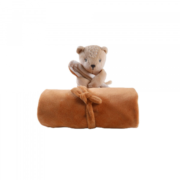 Couverture en veloudoux beige 50 x 50 cm Noukies