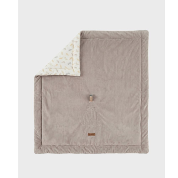 Tapis de jeu et de parc reversible 100cm en veloudoux plumes de lune Noukies