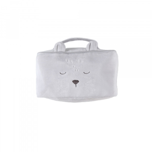 Trousse de toilette en veloudoux gris clair Noukies