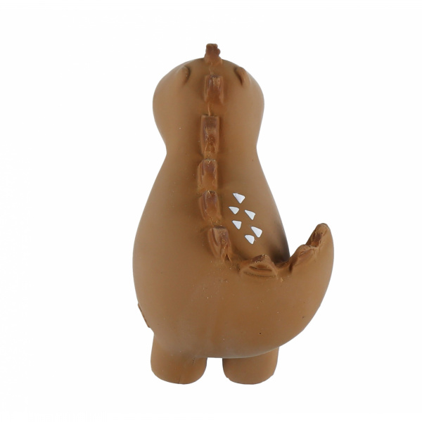 Hochet dinosaure ocre caoutchouc naturel Noukies