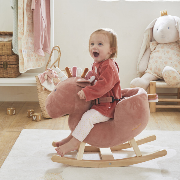 Bascule licorne lina rose poudré Noukies
