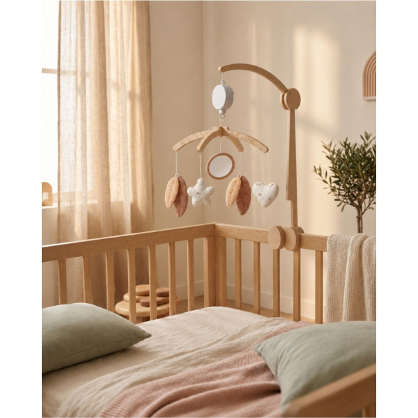 Mobile musical en bois vintage flowers Noukies