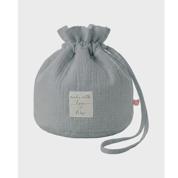 Panier de rangement nomade en coton bio bleu Noukies