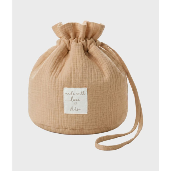 Panier de rangement nomade en coton bio sable Noukies