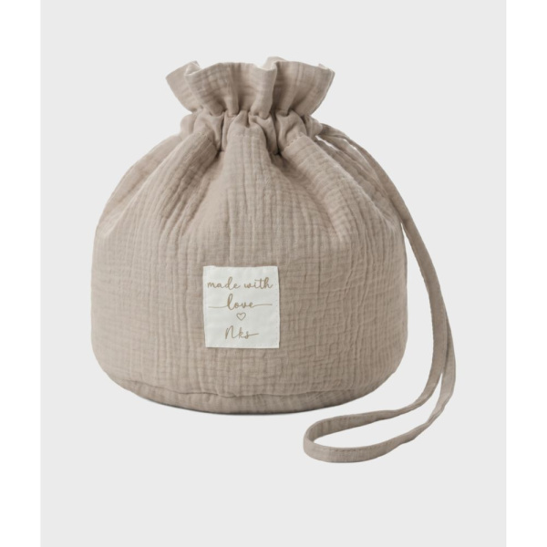 Panier de rangement nomade en coton bio beige Noukies