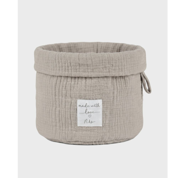 Panier de rangement nomade en coton bio beige Noukies