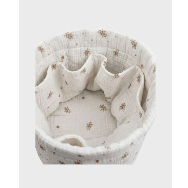 Panier de rangement nomade en coton bio fleurs d'antan Noukies