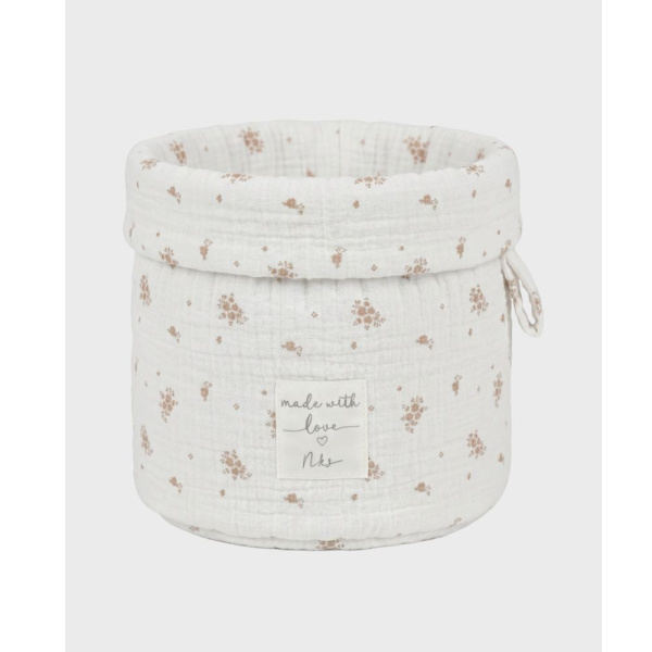 Panier de rangement nomade en coton bio fleurs d'antan Noukies