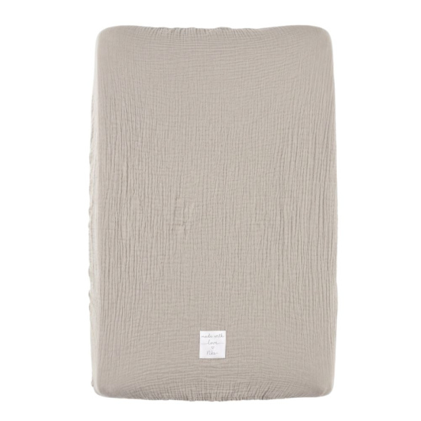 Housse de matelas à langer en coton bio beige Noukies