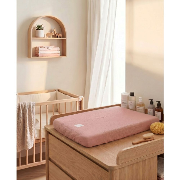 Attache-tétine universelle en coton bio rose Noukies