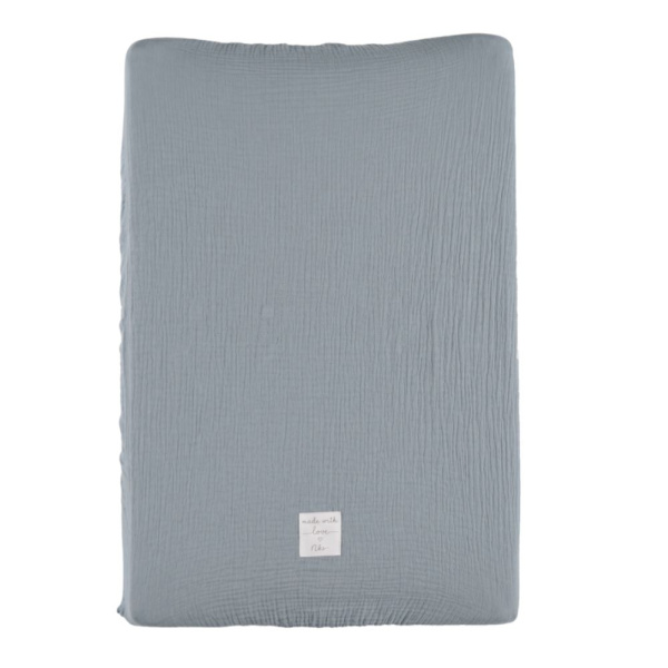 Attache-tétine universelle en coton bio bleu Noukies