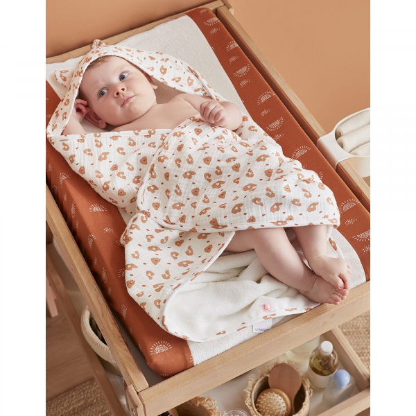 Matelas à langer 45x67 cm avec housse écru/caramel Noukies