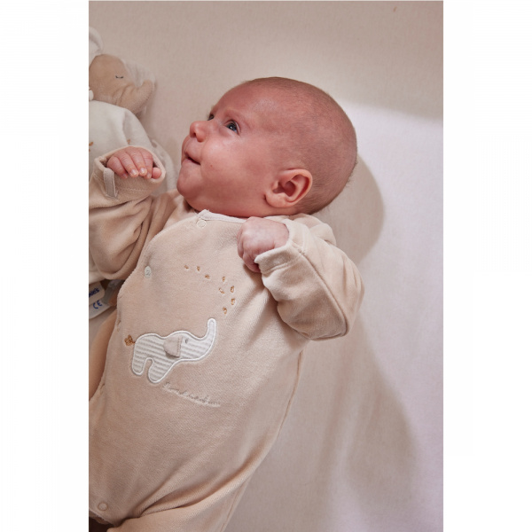 Pyjama velours beige bali 3 mois - bali, moka & snow Noukies