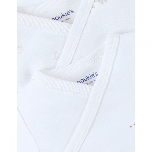Lot de 2 bodies coton bio manches longues 6 mois - bali, moka & snow Noukies