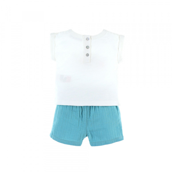 Ensemble t-shirt et short fleurs bio 6 mois Noukies
