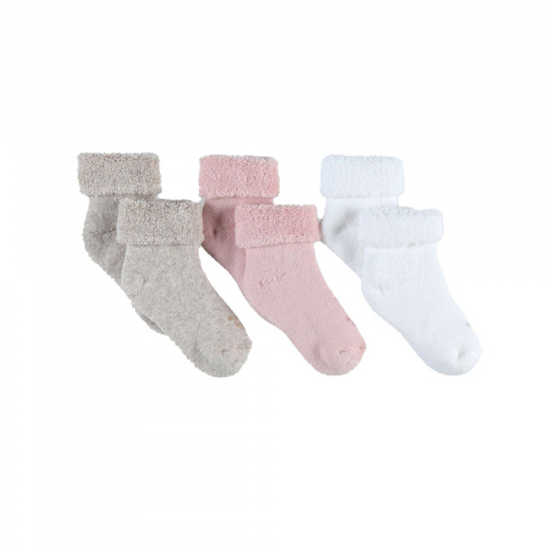 Coffret de 3 paires de chaussette rose blanc et beige t20 Noukies