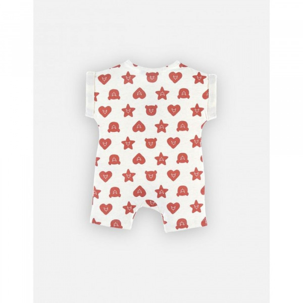 Combishort à imprimée en coton, écru/rouge 3 mois Noukies