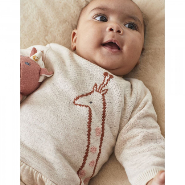 Robe girafe beige/rose 1 mois Noukies