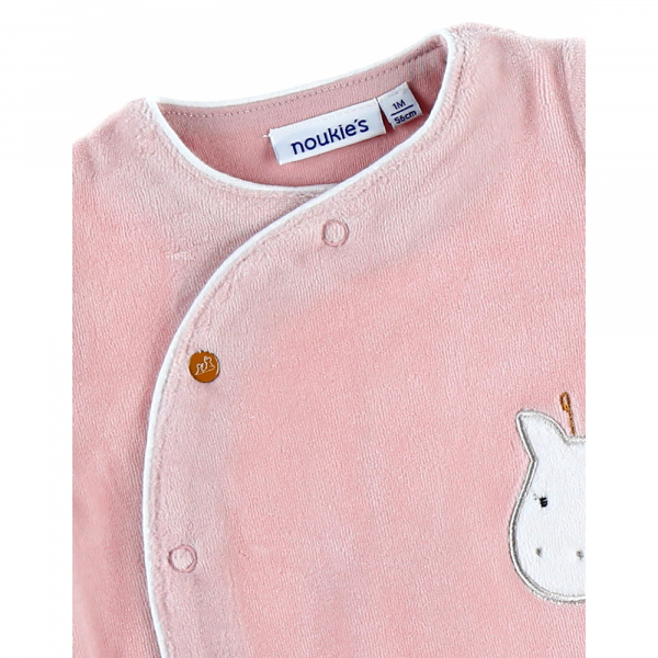 Pyjama bébé en velours tiga rose - 12 mois Noukies