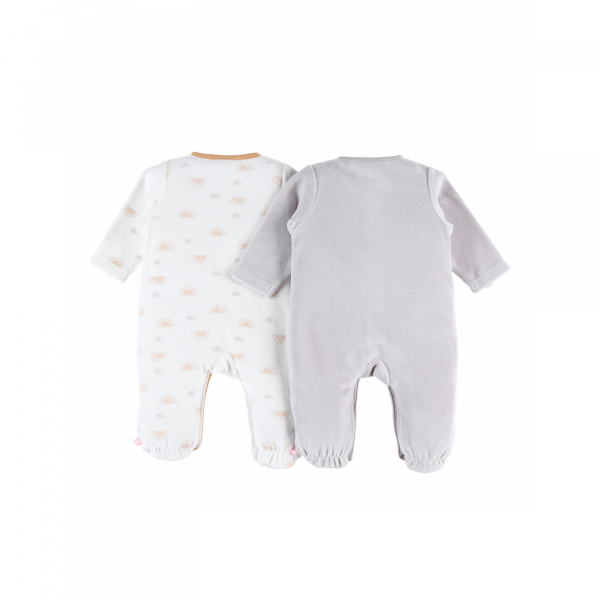Lot de 2 pyjamas bébé en velours babou & kendi 3 mois Noukies