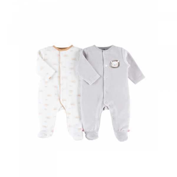 Lot de 2 pyjamas bébé en velours babou & kendi 9 mois Noukies