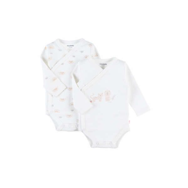Lot de 2 bodies coton bio manches longues 1 mois - babou & kendi Noukies
