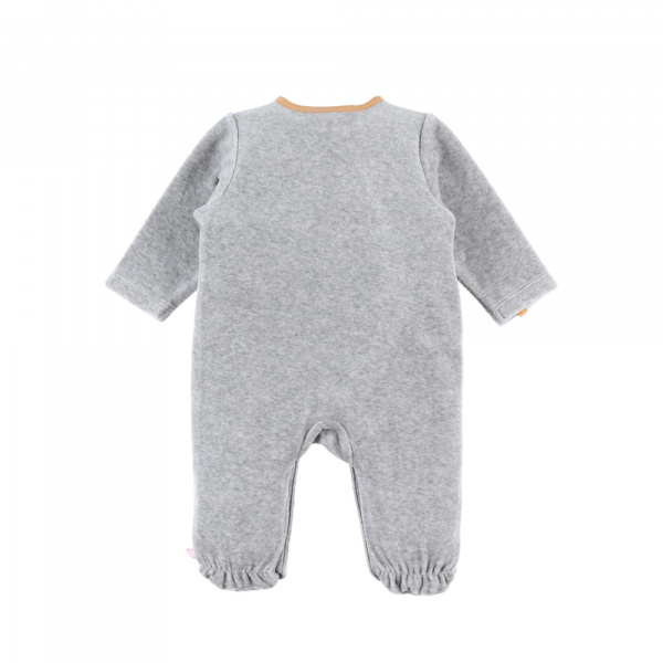 Pyjama bébé velours babou et kendi gris 12 mois Noukies