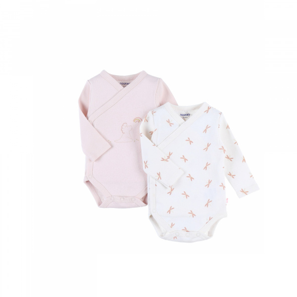 Lot de 2 bodies coton bio manches longues 6 mois - popsie Noukies
