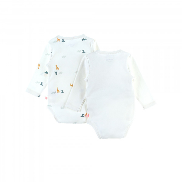 Lot de 2 bodies coton bio manches longues 9 mois - stegi tiga & ops Noukies