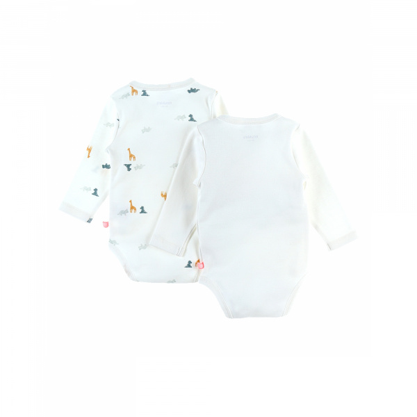 Lot de 2 bodies coton bio manches longues 12 mois - stegi tiga & ops Noukies