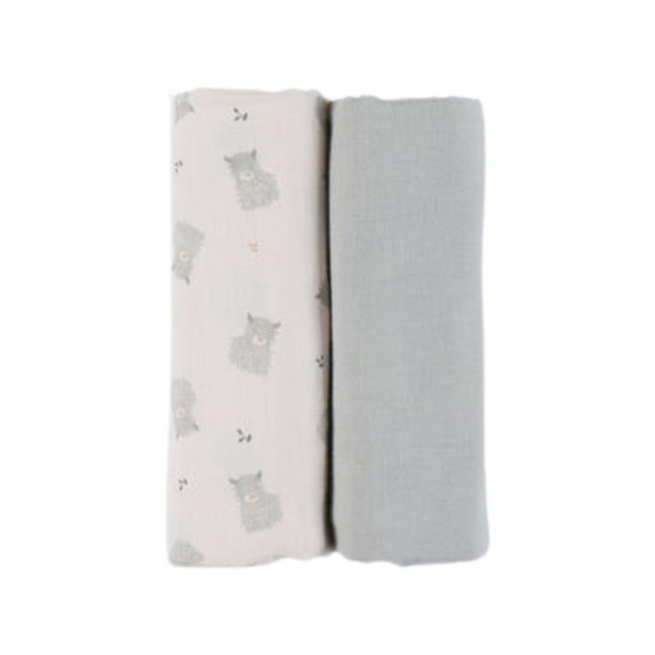 Lot 2 langes 100x100cm mousseline - vert Noukies