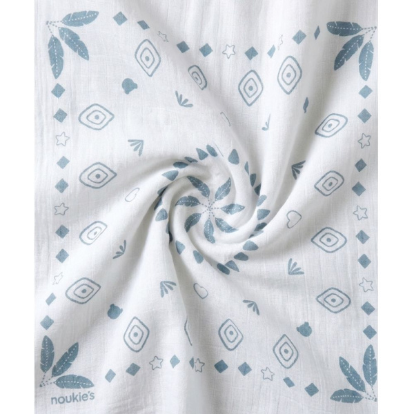 Lot de 3 langes 70 x 70 cm en mousseline de coton bio plumes de lune Noukies