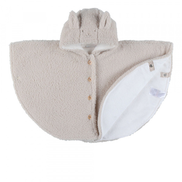 Poncho fausse fourrure beige avec sherpa latte 6-12m mix and match Noukies