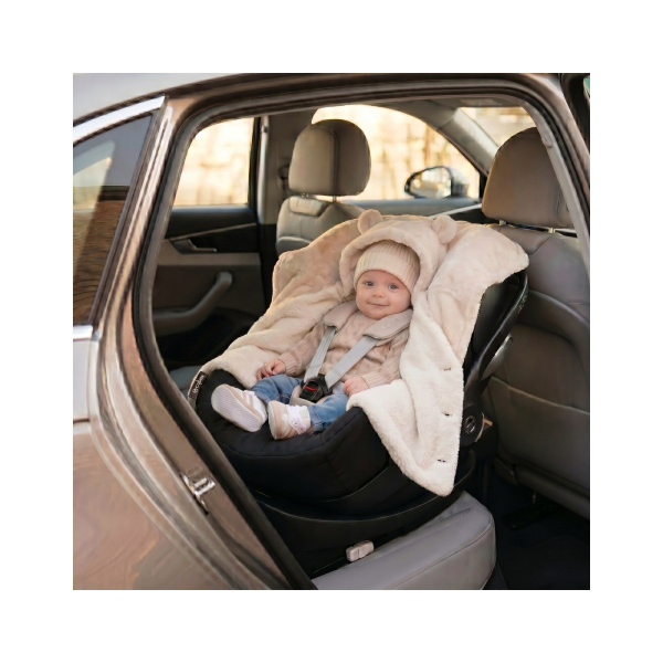 Poncho bébé en fausse fourrure 6-12m - beige Noukies