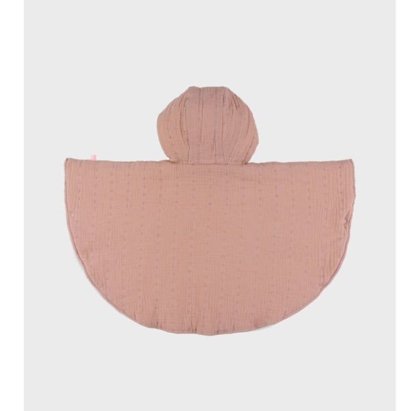 Poncho bébé en mousseline de coton bio rose Noukies