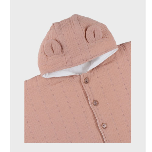 Poncho bébé en mousseline de coton bio rose Noukies
