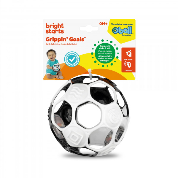 Hochet ballon de foot - noir/blanc Oball